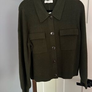 LOFT Dark Green Knit Cardigan